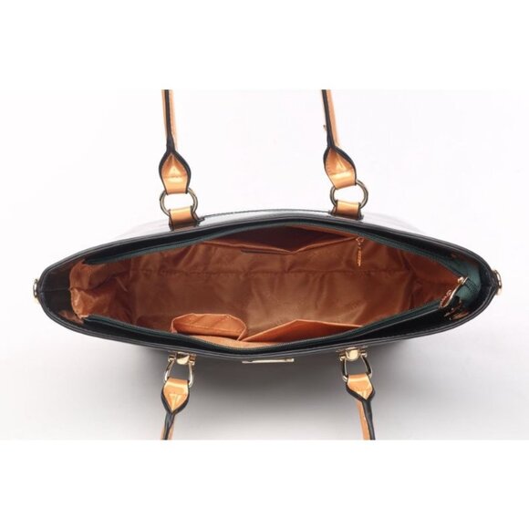 Brangio Italy Vegan Leather Tote Bag With Heart Cutout Design & Gold-Tone Hardwa - Picture 6 of 7